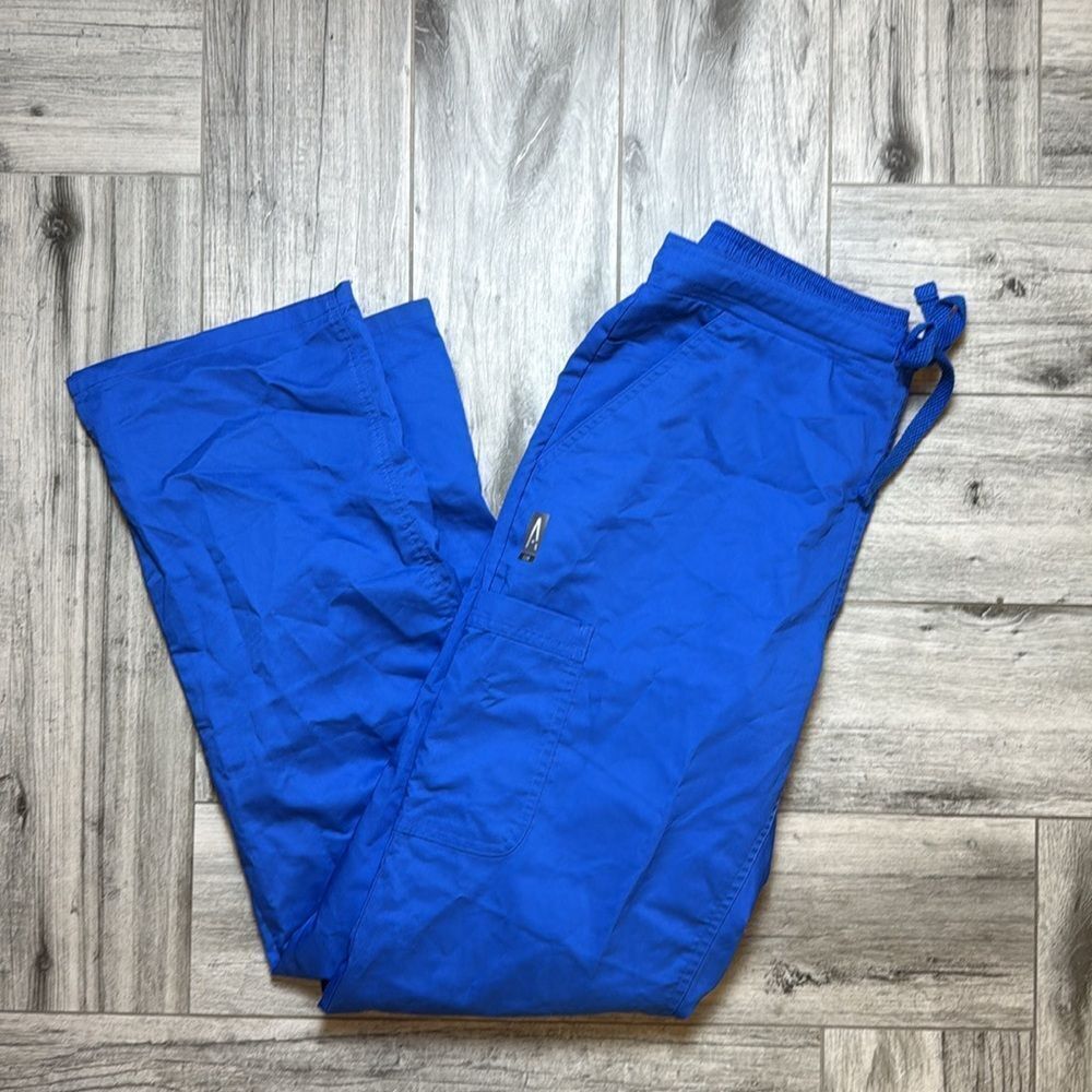 All Uniform Wear Womens Blue Low Rise Straight Leg Drawstring Pants Medium